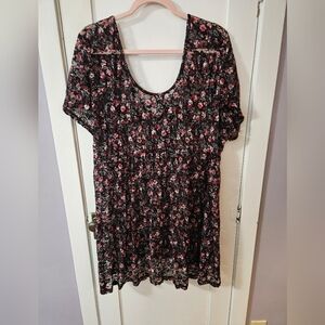 Torrid Black and Pink Floral Blouse